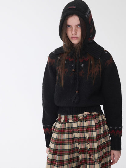 Fair Isle Pony Jacquard Chunky Knit Sweater