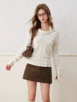 Silk Wool Cowl Neck Knit Top
