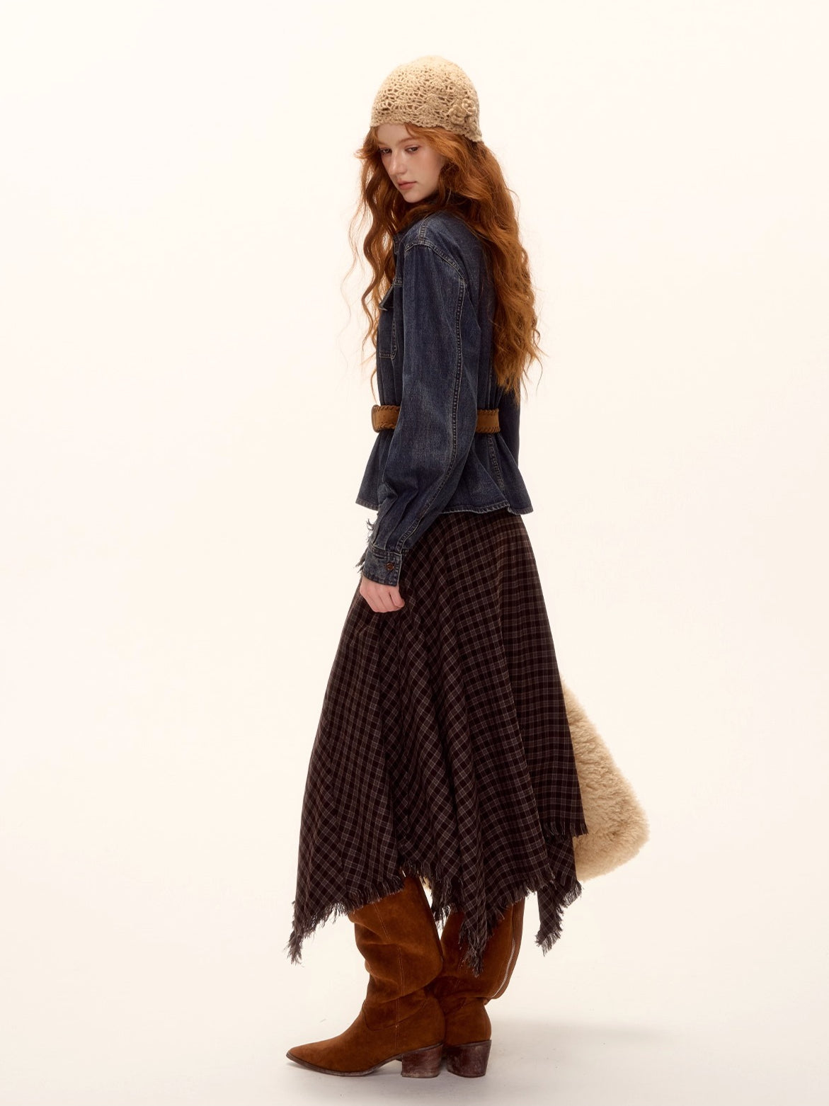 Washed Denim Belted Polo Shirt