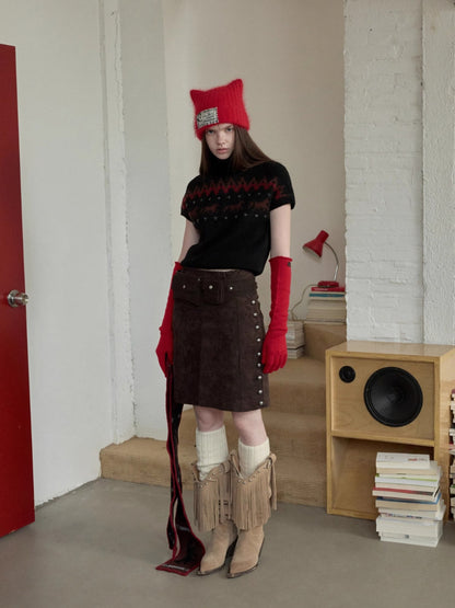 Fair Isle Pony Jacquard Knit Scarf