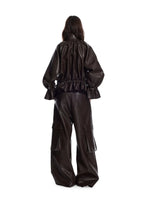 Vintage PU Cargo Wide-Leg Pants