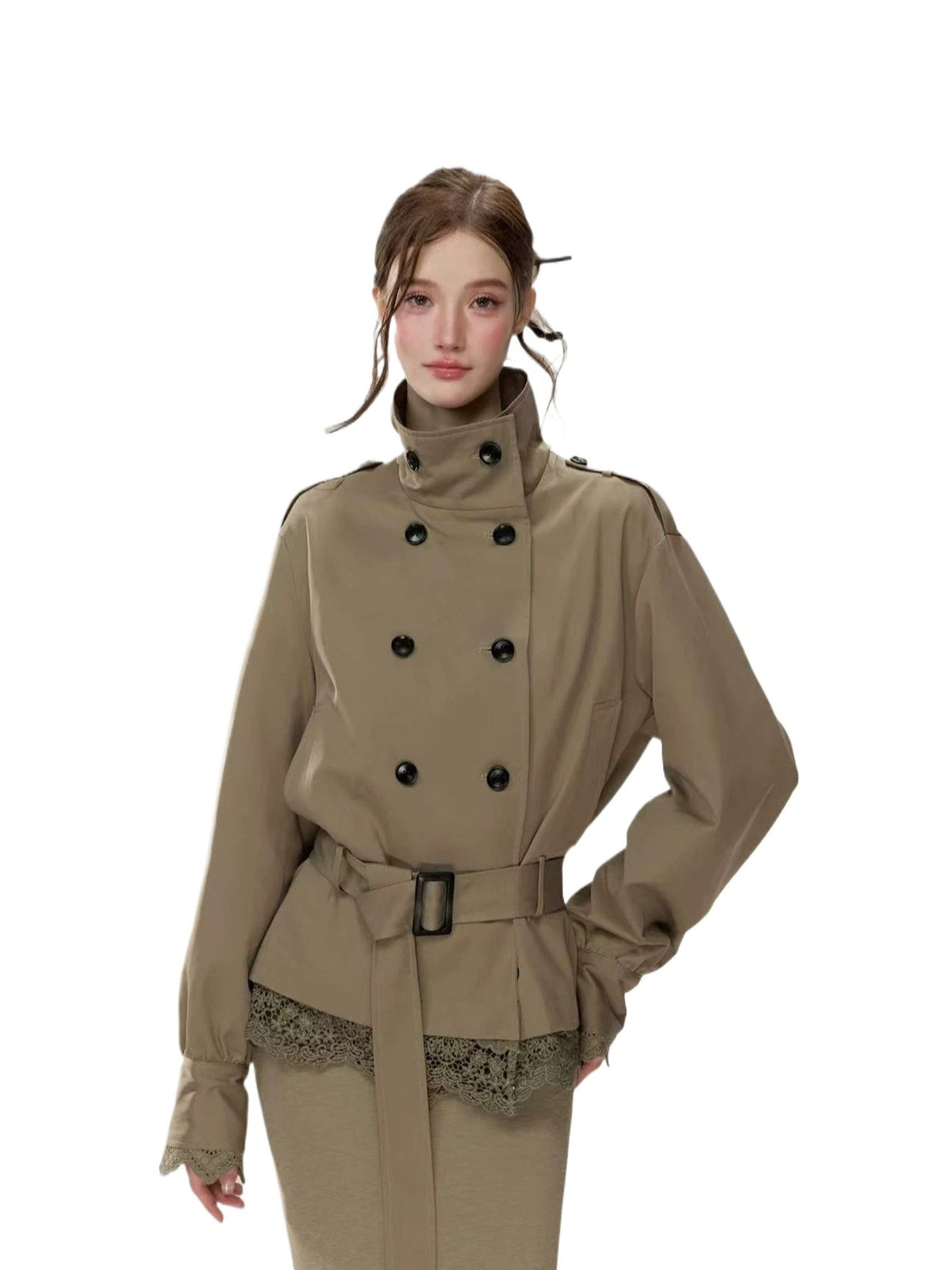 Lace Detail Trench Coat