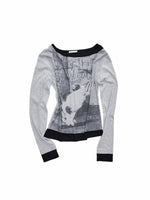 Off-Shoulder Layered Print Tee