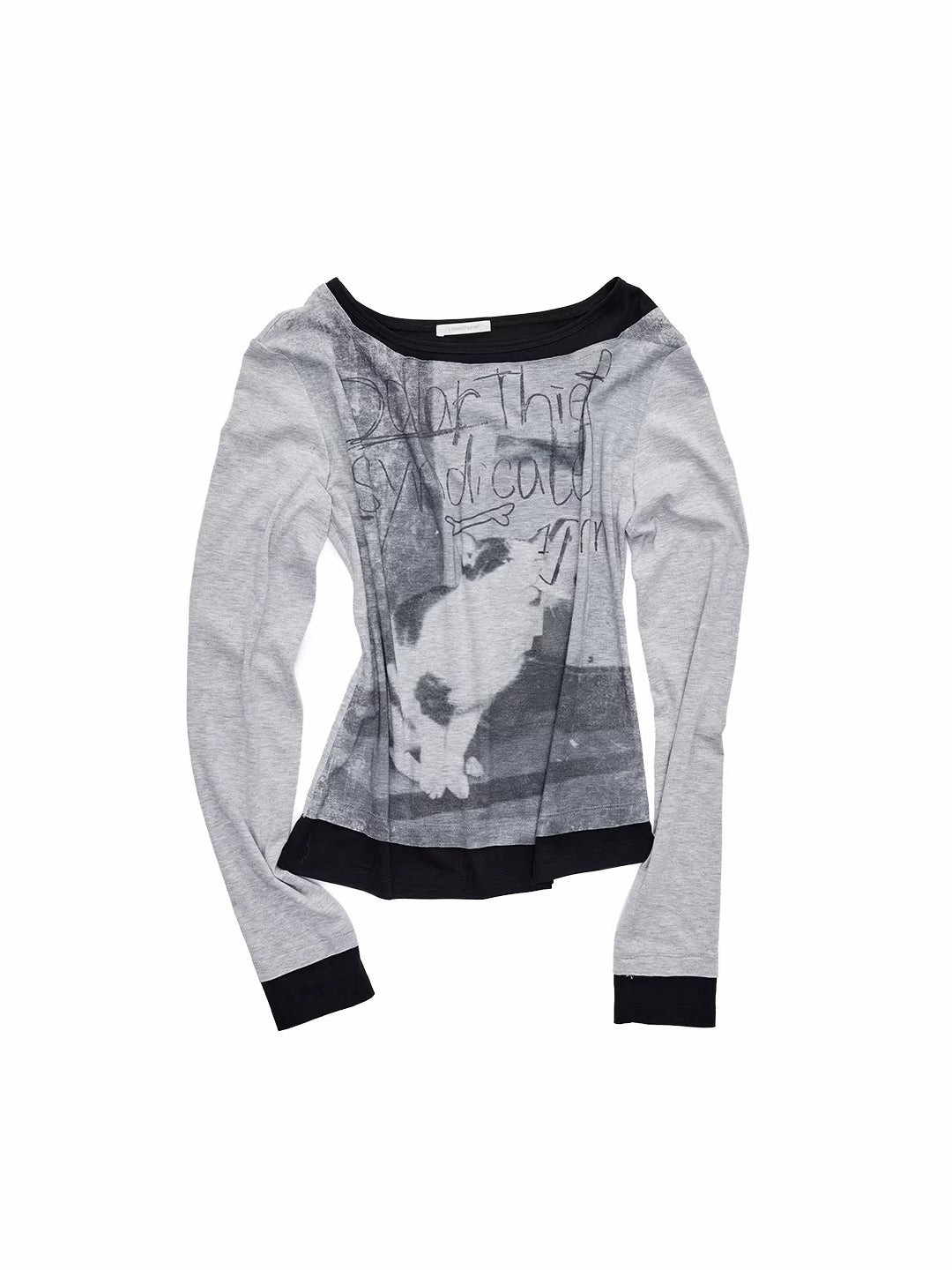Off-Shoulder Layered Print Tee