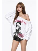 Asymmetric Off Shoulder Printed Top