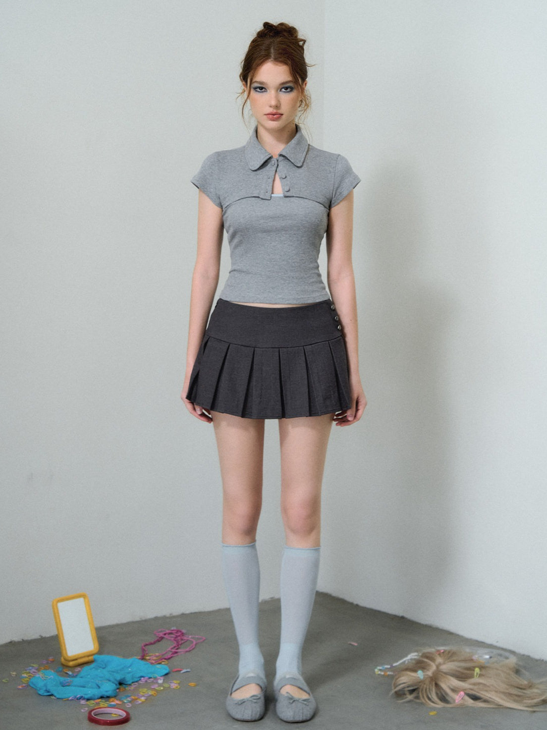 Pleated College A-Line Skirt