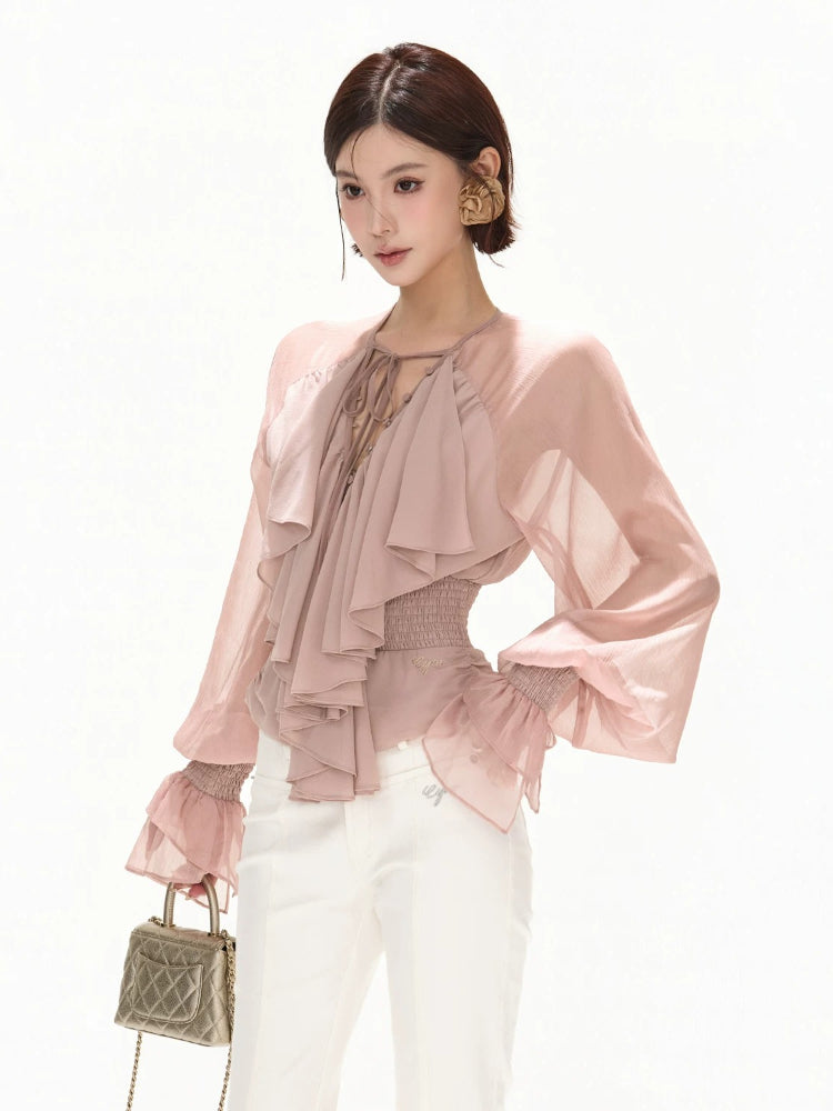 Ruffle V-Neck Blouse