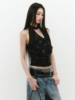 Chain Choker Neckline Waist Cinching Vest