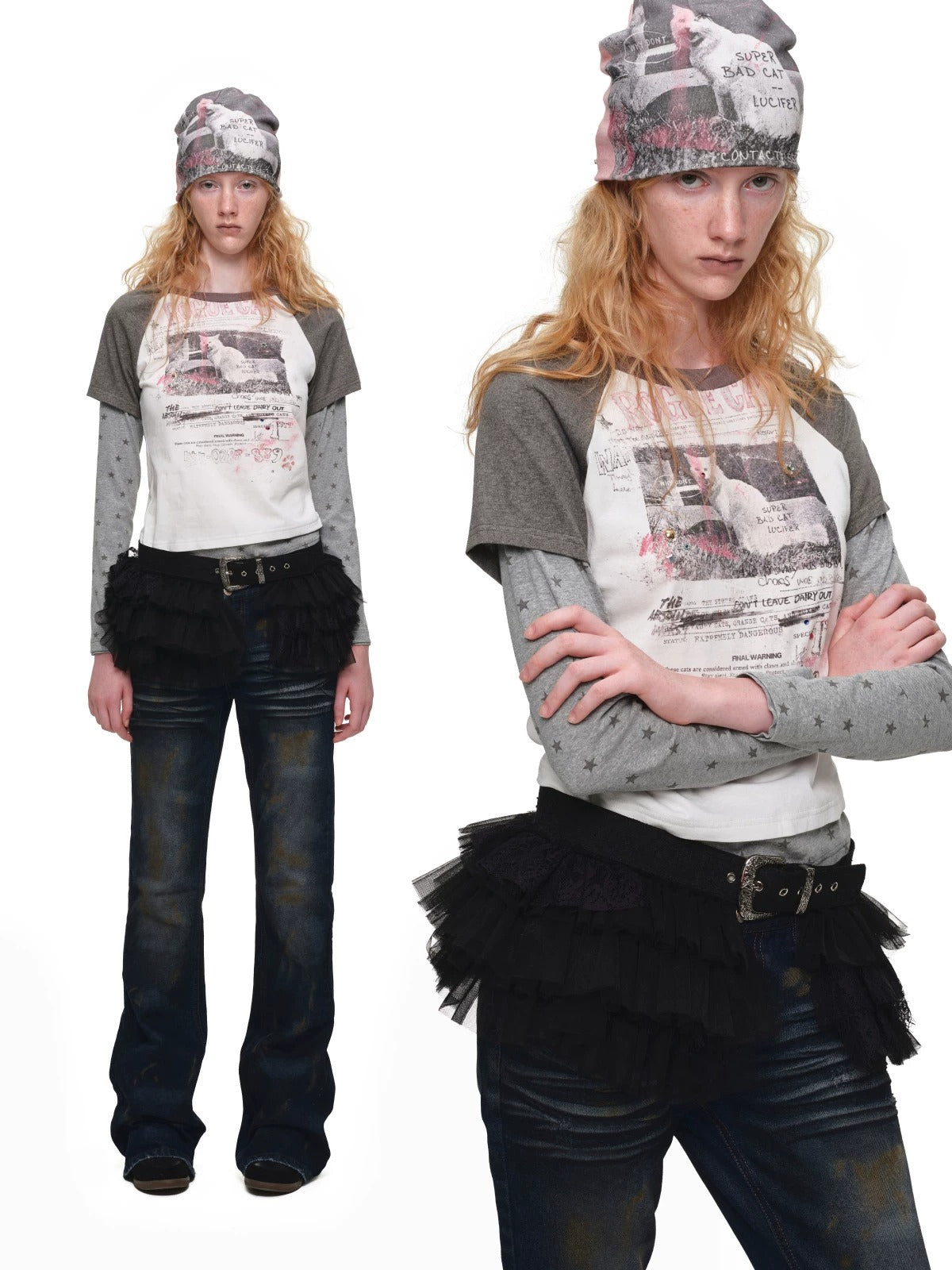 Lace Layered Tulle Mini Skirt
