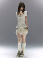 Studded Tiered Skirt