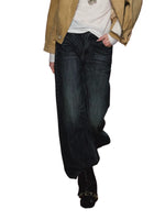 Plaid Embroidered Wide Leg Jeans