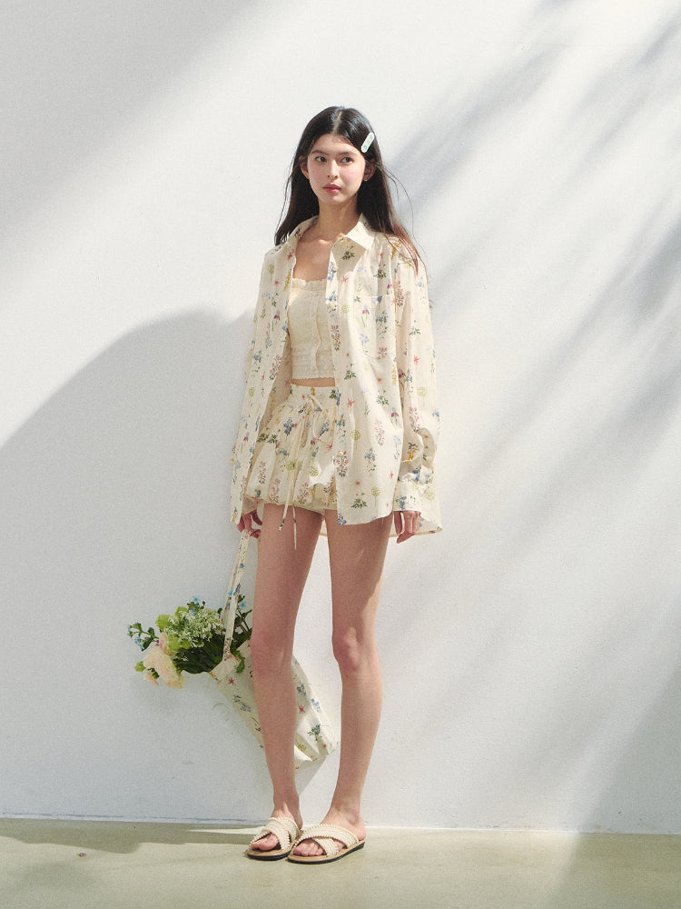 Floral Print Vacation Vibe Shirt & Skirt Set