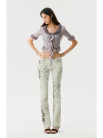 Waterfall Leopard Low-Rise Straight Pants