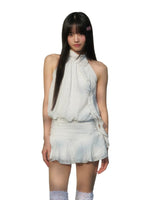 White Polka Halter Dress