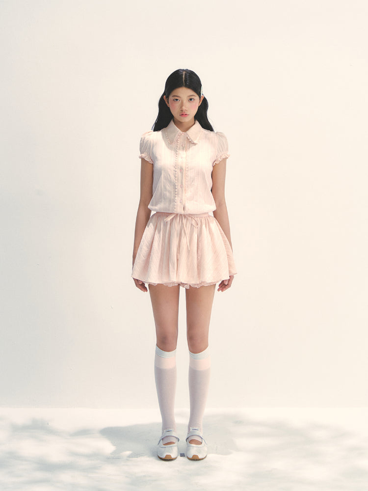 Pink Shirt-style Waist - cinched Dress
