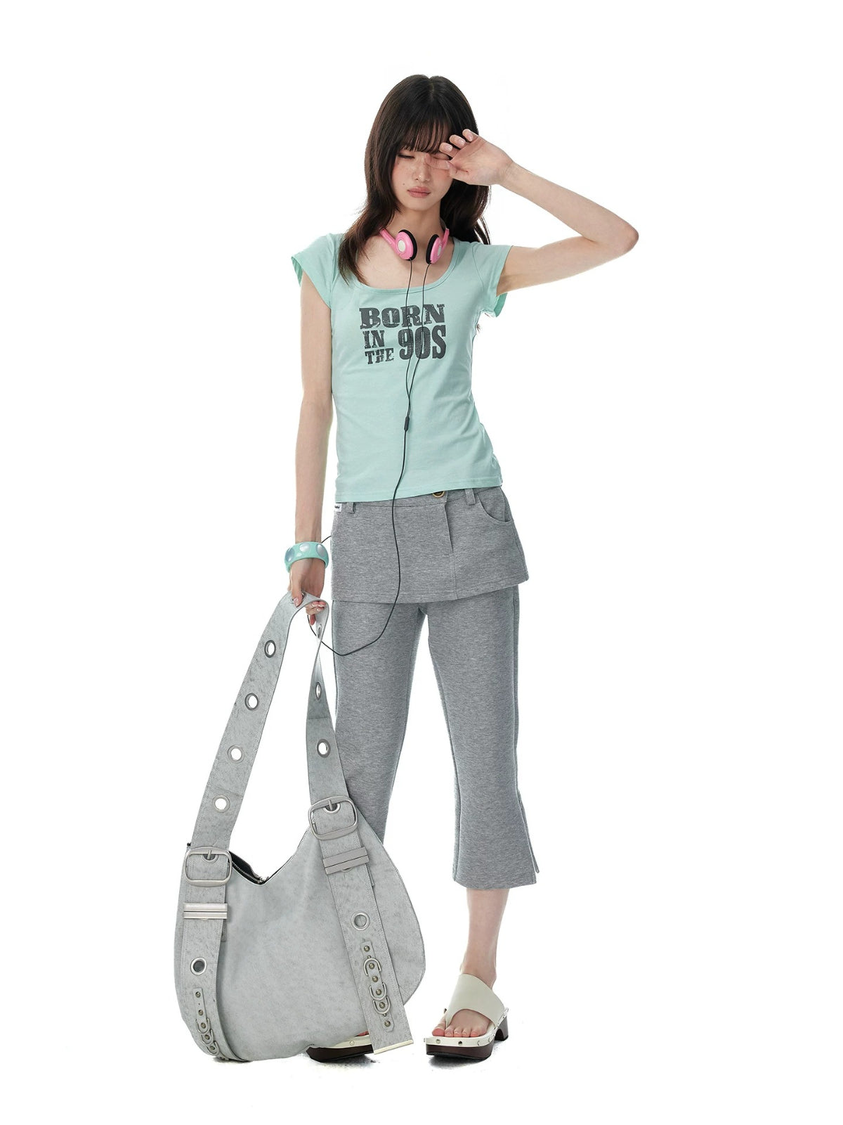 Korean Mint Graphic Slim T Shirt