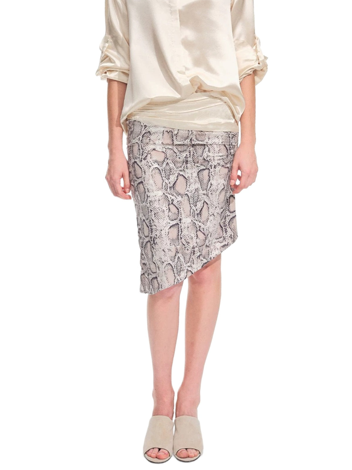 Snake Print Asymmetric Pencil Skirt