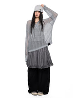 Striped Lace-Up Henley Top