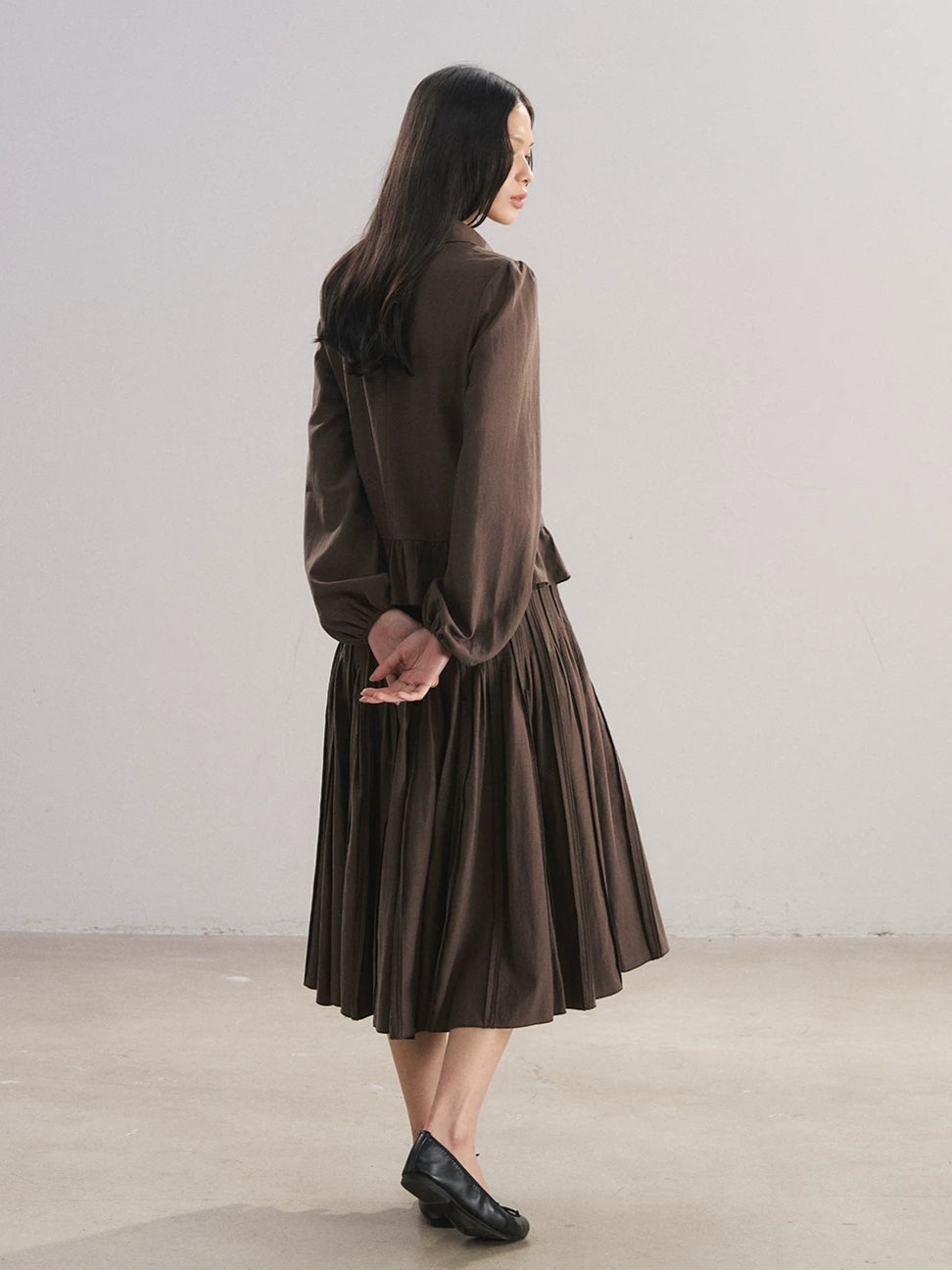 Accordion Pleat A-Line Midi Skirt