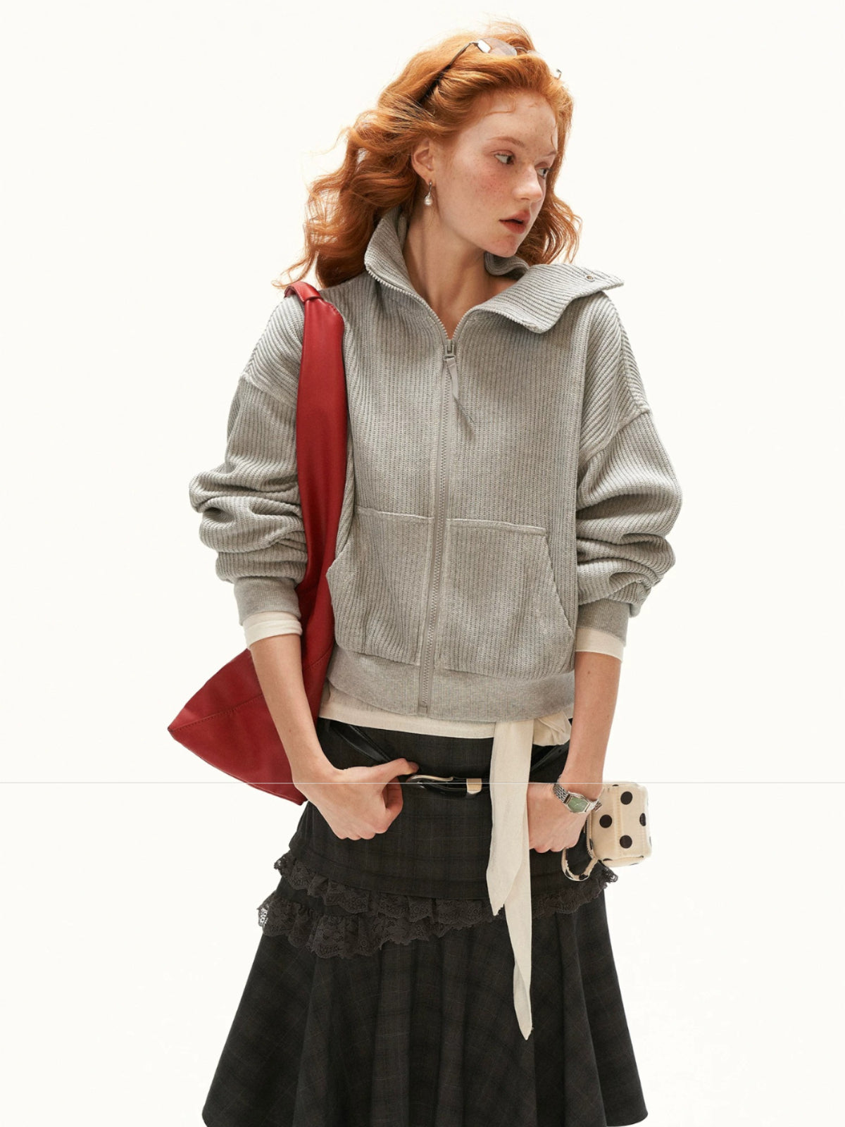 Structured Zip Knit Cropped Jacket