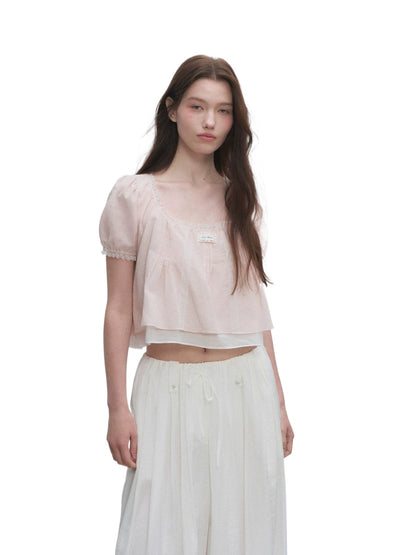 Square Neck Lace Crop Top