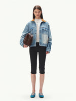 Contrast Suede Denim Jacket