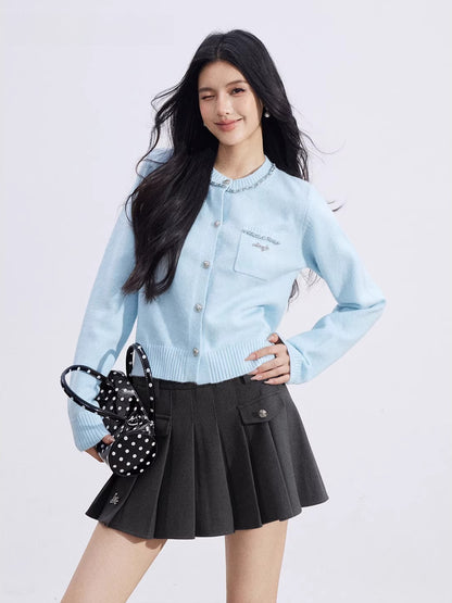 Beige &amp; Blue Lurex Knit Sweater