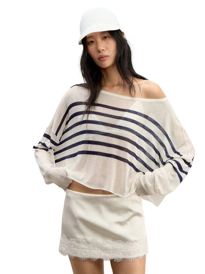 Striped Off Shoulder Knit