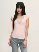 Pink Striped Layered Top Set