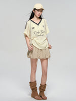 Textured Contrast Trim Sports T-shirt