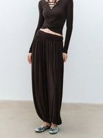 Brown & Gray Pleated Jogger Pants