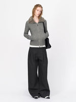 Vintage Wool Fur Collar Cardigan