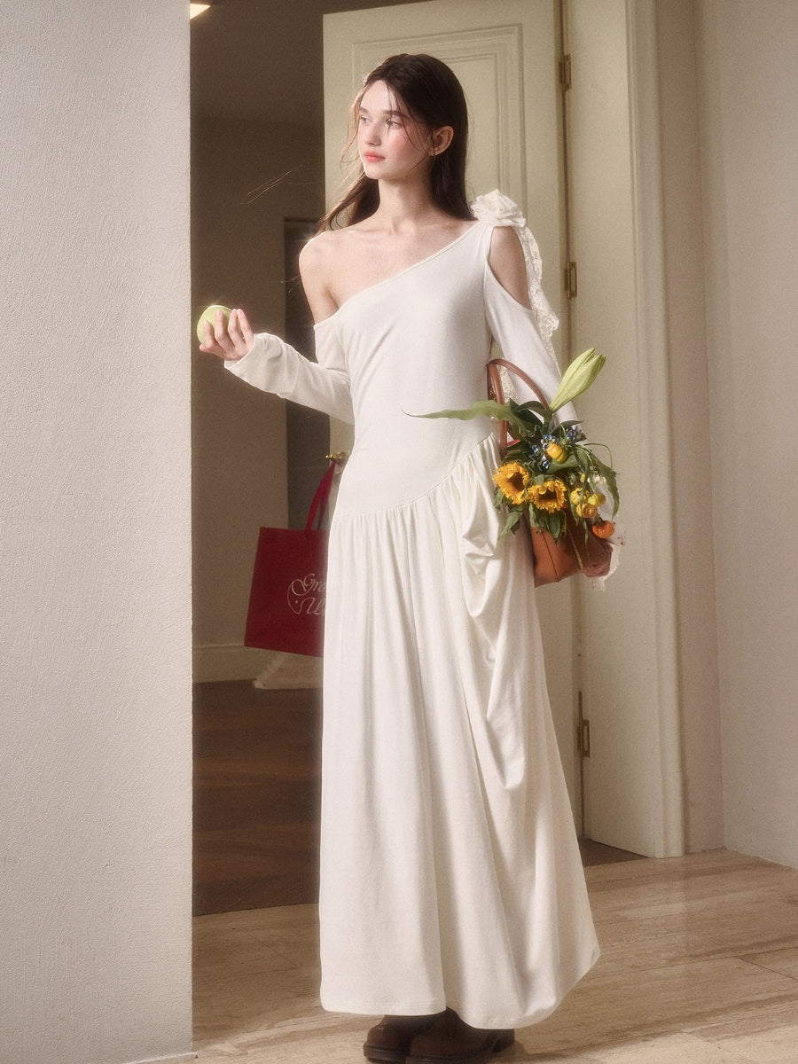 Hot Milk Off-Shoulder Knit Maxi Dress