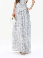 Gray Asymmetric Halter Top & Skirt Set