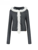 Fox Fur Trim Wool Cardigan