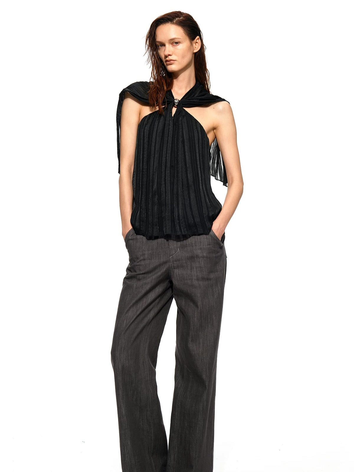 Shimmer Halter Cape Top