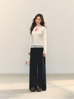 Fruit Print Lace-spliced T-Shirt