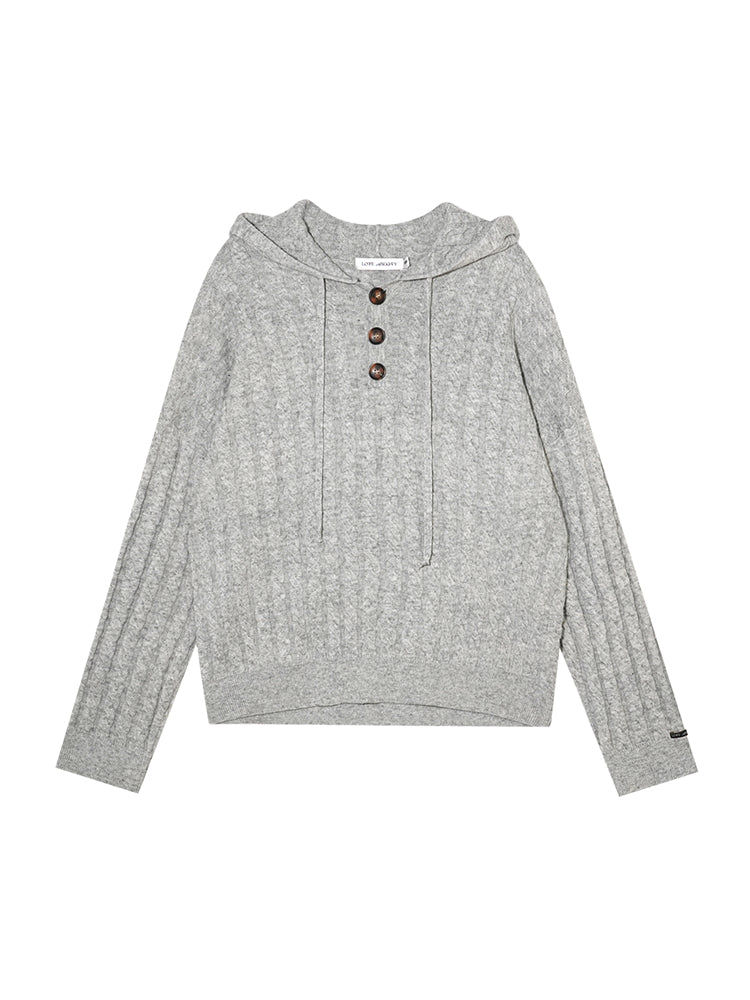 Wool Blend Cable Knit Hoodie and Pants Set