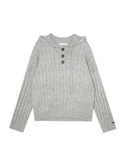 Wool Blend Cable Knit Hoodie and Pants Set