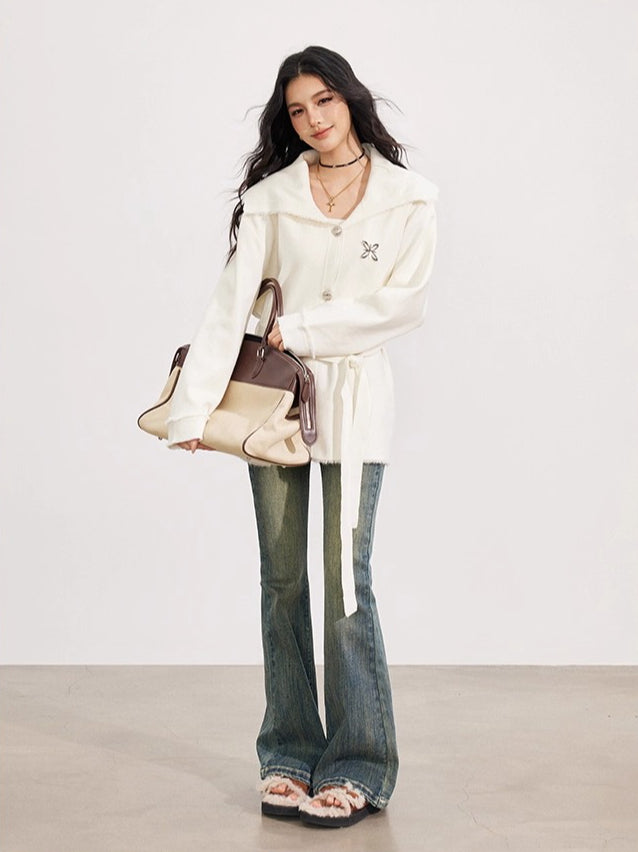 Oversized Collar Knit Jacket