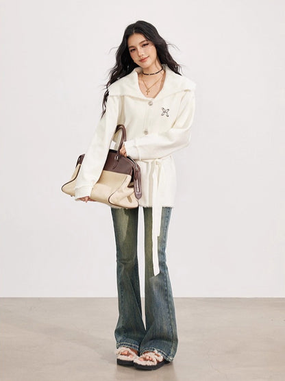 Oversized Collar Knit Jacket