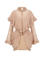 Twisted-Cord Cape Mini Dress