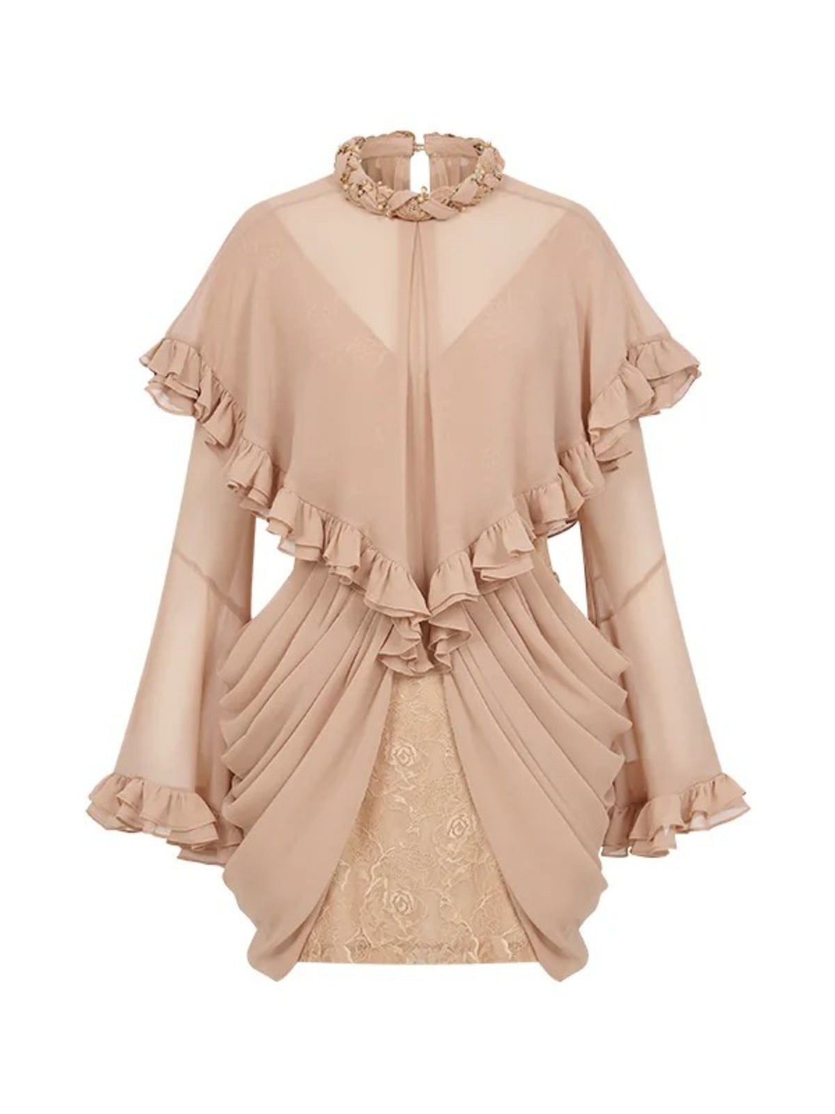 Twisted-Cord Cape Mini Dress