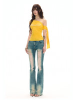 Yellow Asymmetrical Tencel Tank Top
