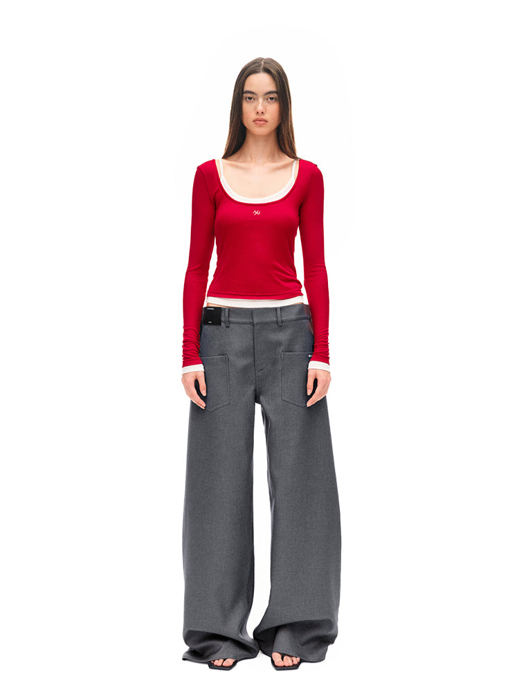 Fold-structured Loose Wide-leg Casual Pants