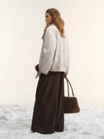 Beige Faux Mink Fur Jacket & Gloves Set