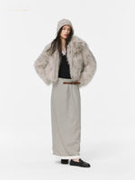 White Birch Fur Collar Leather Coat