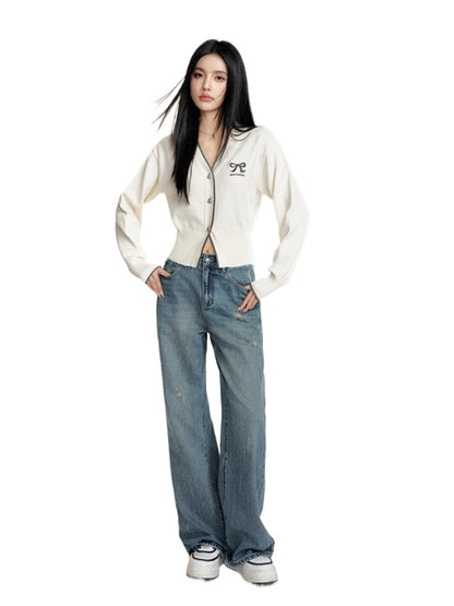 Color-Blocked Butterfly Knot Knit Cardigan