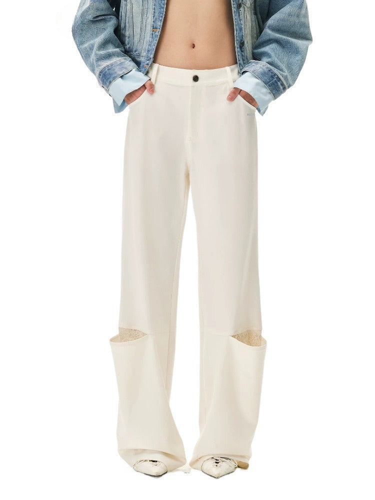 Lace Panel Straight Pants