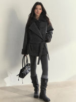Fleece-Trim Wool Coat